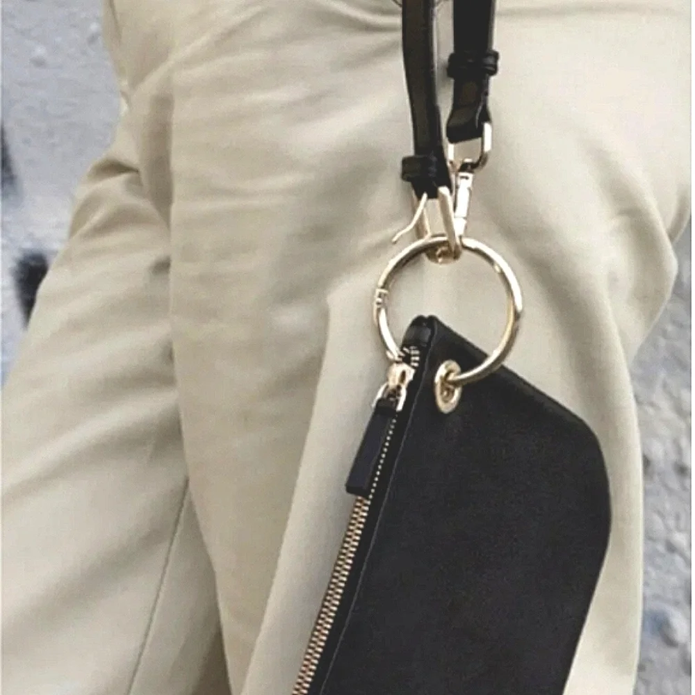 Crossbody Purse Black Leather Shoulder Bag Gold Hardware shoulder strap tote